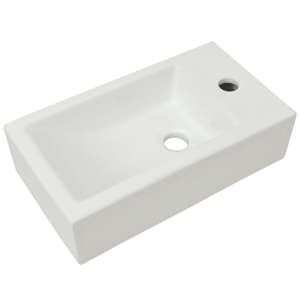 8718475519638_a_en_hd_1.jpg Basin with Faucet Hole Rectangular Ceramic White 46x25.5x12 cm