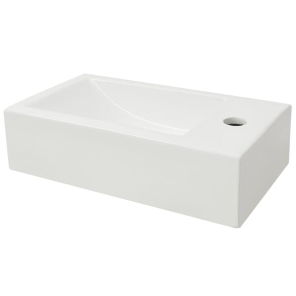 8718475519638_g_en_hd_1.jpg Basin with Faucet Hole Rectangular Ceramic White 46x25.5x12 cm