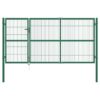 Garden Fence Gate with Posts 350x140 cm Steel Green