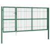 Garden Fence Gate with Posts 350x140 cm Steel Green