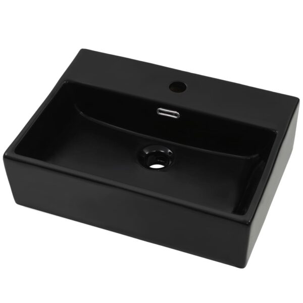 8718475589075_a_en_hd_1.jpg Basin with Faucet Hole Ceramic Black 51.5x38.5x15 cm