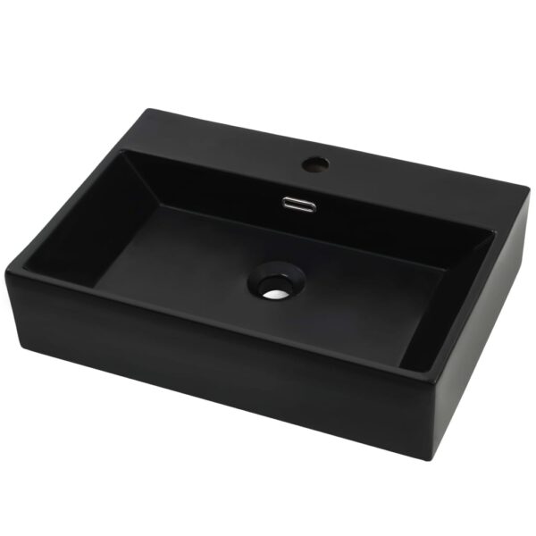 8718475589082_a_en_hd_1.jpg Basin with Faucet Hole Ceramic Black 60.5x42.5x14.5 cm