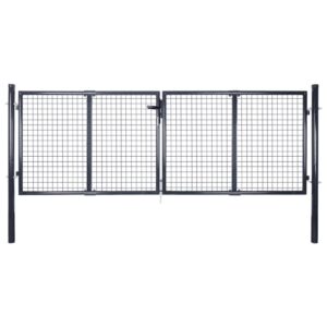 Mesh Garden Gate Galvanised Steel 306x100 cm Grey