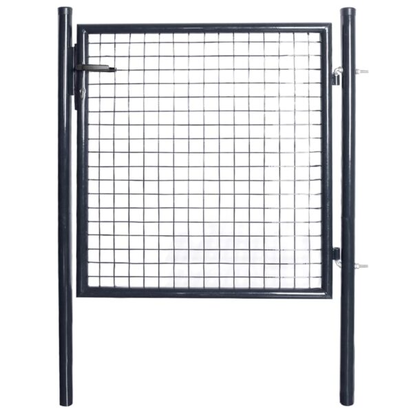 Mesh Garden Gate Galvanised Steel 100x100 cm Grey