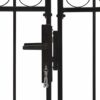 Fence Gate Double Door with Arched Top Steel 300x150 cm Black