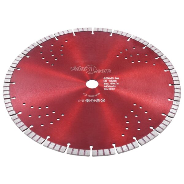 Diamond Cutting Disc with Turbo and Holes Steel 350 mm