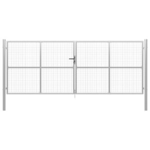 Garden Gate Galvanised Steel 415x150 cm Silver