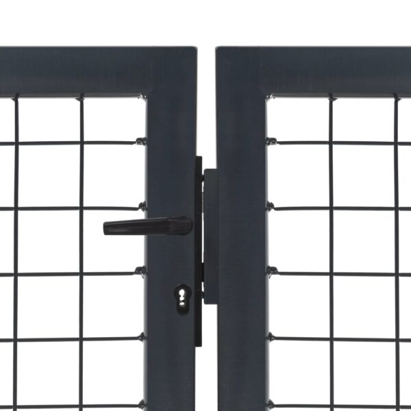 Garden Gate with Posts Steel 350x140 cm Anthracite