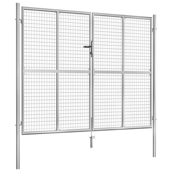Garden Gate Galvanised Steel 306x200 cm Silver