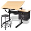 8718475882596_a_en_hd_1.jpg Three Drawers Tiltable Tabletop Drawing Table with Stool