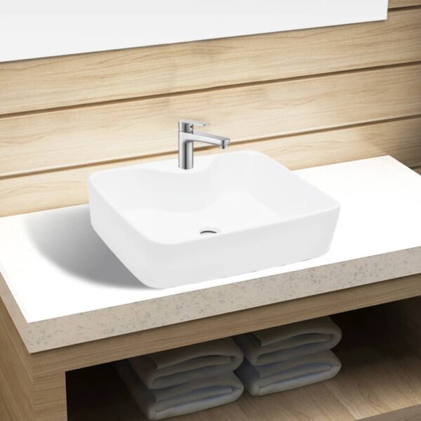 8718475942252_m_en_hd_1.jpg Ceramic Bathroom Sink Basin with Faucet Hole White Square