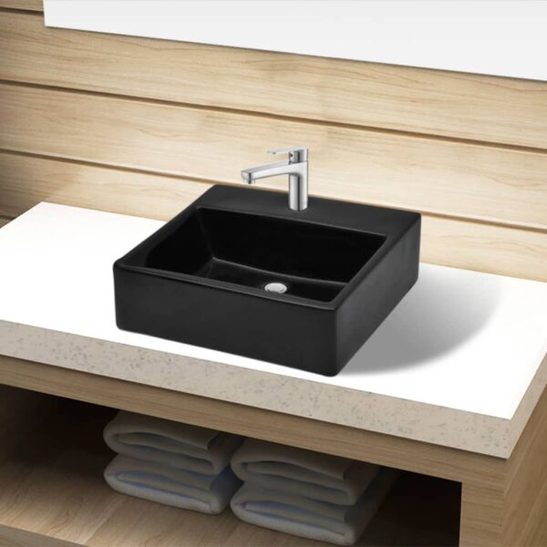 8718475942306_m_en_hd_1.jpg Ceramic Bathroom Sink Basin with Faucet Hole Black Square