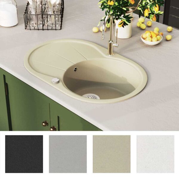 Granite Kitchen Sink Single Basin Oval Beige