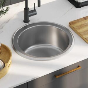 Kitchen Sink with Strainer and Trap Stainless Steel