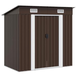 Garden Storage Shed Brown 194x121x181 cm Steel