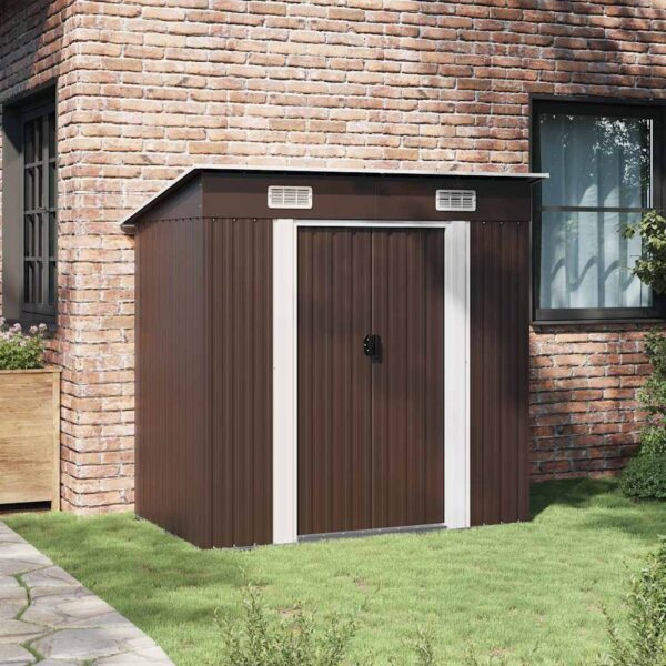 Garden Storage Shed Brown 194x121x181 cm Steel