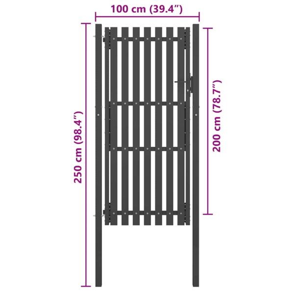 Garden Fence Gate Steel 1x2.5 m Anthracite