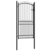 Fence Gate with Spikes Black 100 x 200 cm Powder-coated steel