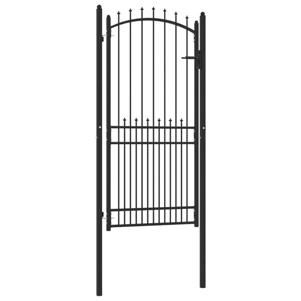 Fence Gate with Spikes Black 100 x 200 cm Powder-coated steel