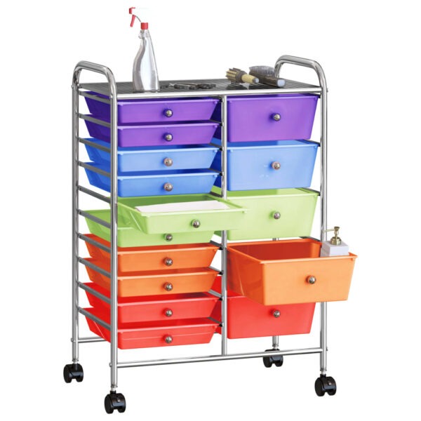8720286011812_g_en_hd_2.jpg XXL 15-Drawer Mobile Storage Trolley Multicolour Plastic