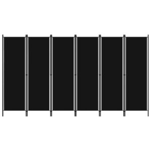 6-Panel Room Divider Black 300x180 cm
