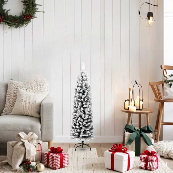 8720286364949_g_en_hd_1.jpg Slim Artificial Christmas Tree with Flocked Snow Green 120 cm PVC