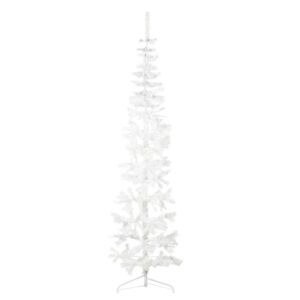 Slim Artificial Half Christmas Tree with Stand White 240 cm