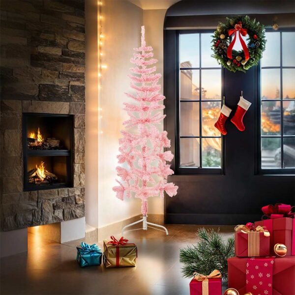 8720287000747_g_en_hd_1.jpg Slim Artificial Half Christmas Tree with Stand Pink 180 cm