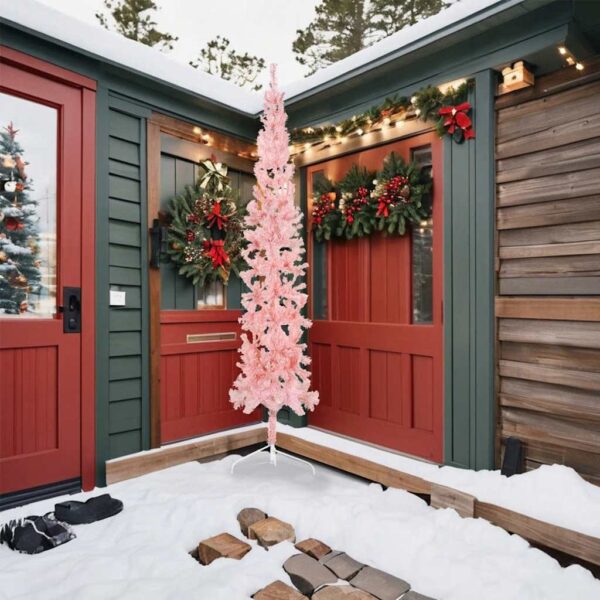 8720287000761_g_en_hd_1.jpg Slim Artificial Half Christmas Tree with Stand Pink 240 cm