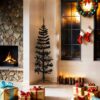 8720287000785_g_en_hd_1.jpg Slim Artificial Half Christmas Tree with Stand Black 150 cm