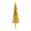 8720287000938_a_en_hd_1.jpg Slim Artificial Half Christmas Tree with Stand Gold 150 cm