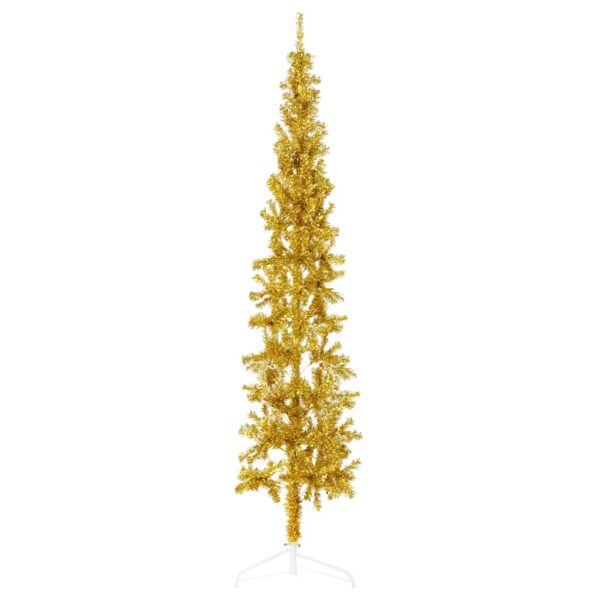 8720287000952_a_en_hd_1.jpg Slim Artificial Half Christmas Tree with Stand Gold 210 cm