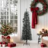 Artificial Slim Christmas Tree with Stand Green 150 cm PVC