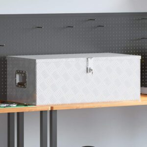 Storage Box Silver 90x47x33.5 cm Aluminium