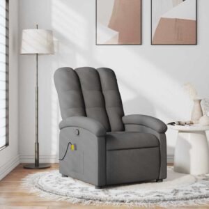 Massage Recliner Chair Dark Grey Fabric