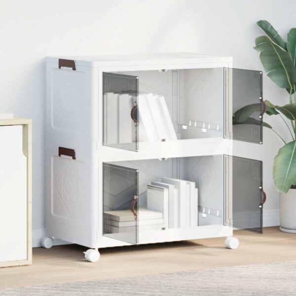 Stackable Storage Box with Wheels 2-Tier 75 L 64x40x76 cm