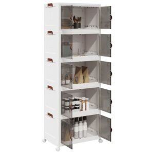 Stackable Storage Box with Wheels 5-Tier 75 L 64x40x179 cm