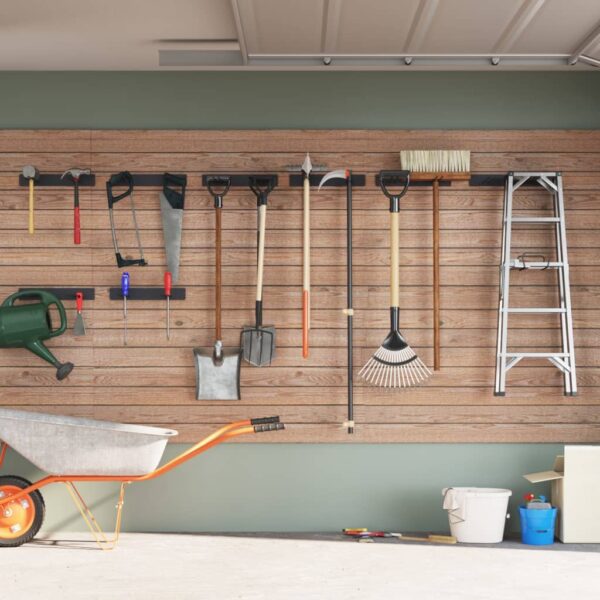 Garden Tool Storage Racks Wall Mounted 8 pcs BlackÂ Steel