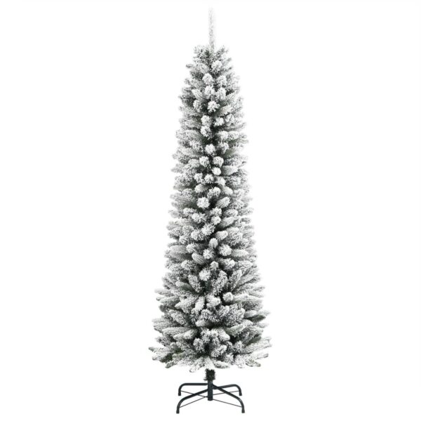 Artificial Slim Christmas Tree with Flocked Snow 180 cm PVC&PE
