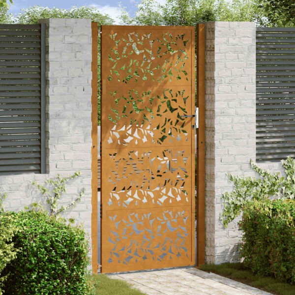 Garden Gate 105x205 cm Weathering Steel Leaf Design