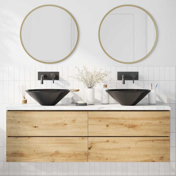 Wash Basins 2 pcs Gloss Black Ã˜42x14 cm Ceramic