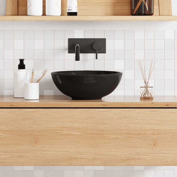 Wash Basin Gloss Black Ã˜28x10 cm Ceramic