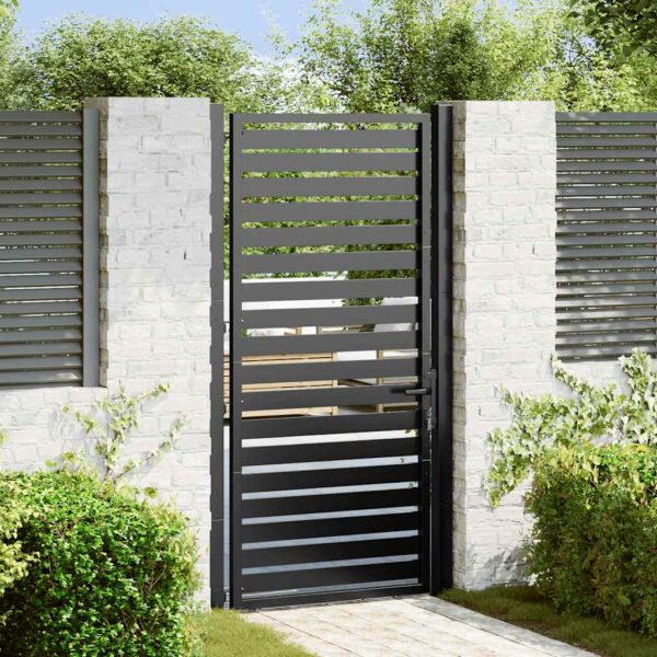 Garden Gate Lockable Black 100x180 cm Aluminium