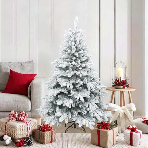 Artificial Hinged Christmas Tree Snow Flocked White 150 cm