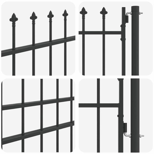 Fence Gate Grey 100 x 175 cm Powder coated steel