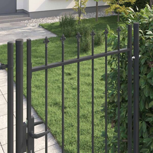 Fence Gate Grey 100 x 175 cm Powder coated steel
