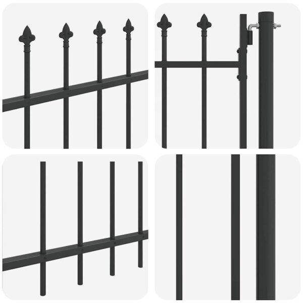 Fence Gate Grey 100 x 250 cm Powder-coated steel