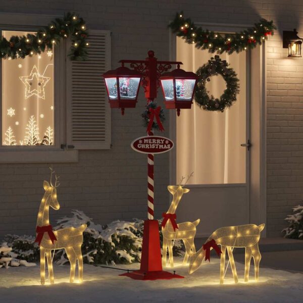Chirstmas Street Lamp with 2 Lanterns Red 40.5 x 80 x 188 cm