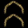 Christmas Garland with 600 LEDs 2 pcs Green PVC