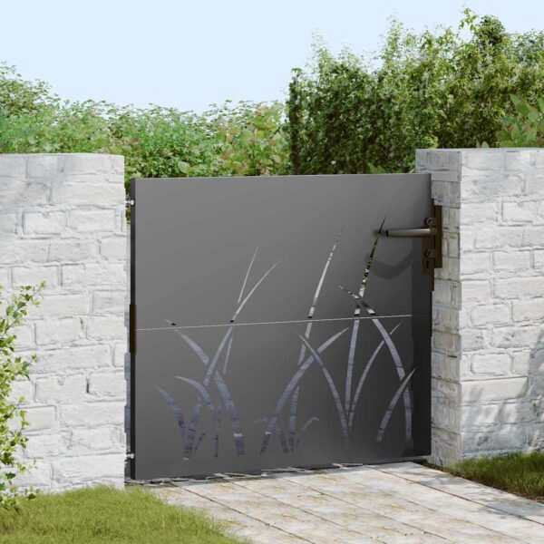 Garden Gate with Lock Black 85 x 100 cm Powder-coated steel